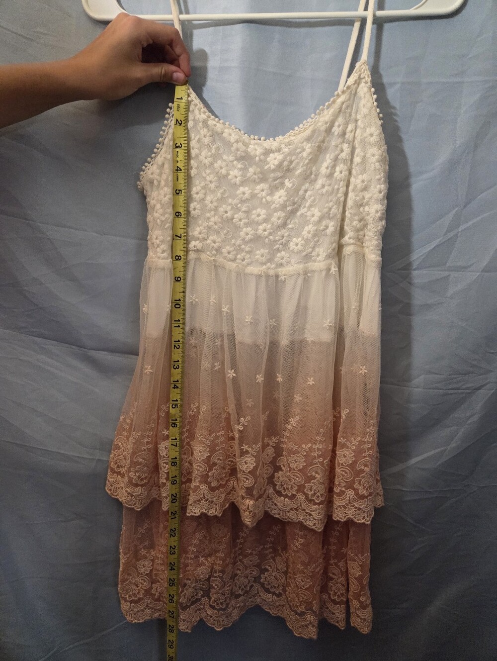 POL Cream-to-Pink Lace Tiered Camisole - Picture 6 of 7